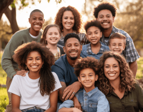 Happy Family take photo with smily face