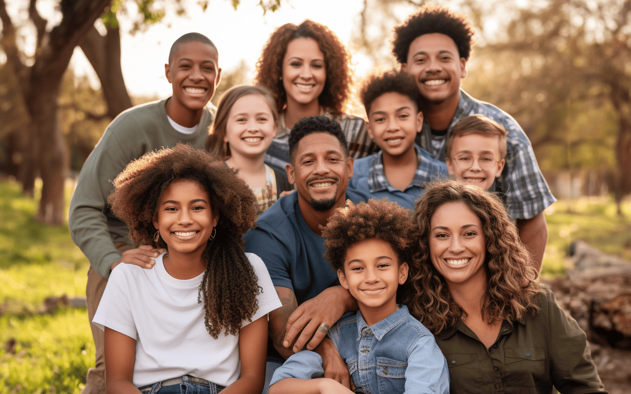 Happy Family take photo with smily face